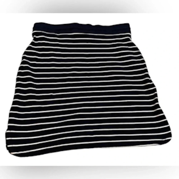 Talbots mini skirt cotton blend stretch Navy white stripes Drawstring Size MP - Picture 10 of 12
